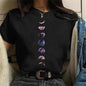 Moon Print T-shirts for Women Harajuku Summer T Shirt New Fashion Black Tops Funny Female T-shirt Casual Tee Woman Clothes