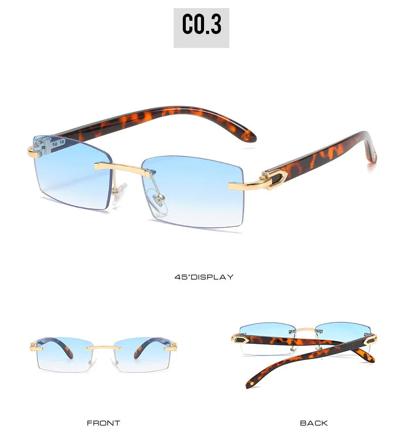 Upscale Custom Ivory Color Buffalo Horn Shape Fashion Small Square Sun Shades Glasses Trendy Rimless Sunglasses Women 2024