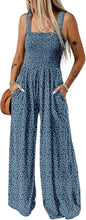 Women's Casual Loose Overalls Jumpsuits Sleeveless Floral Printed Wide Leg Full Length Rompers Pockets 100% Viscose