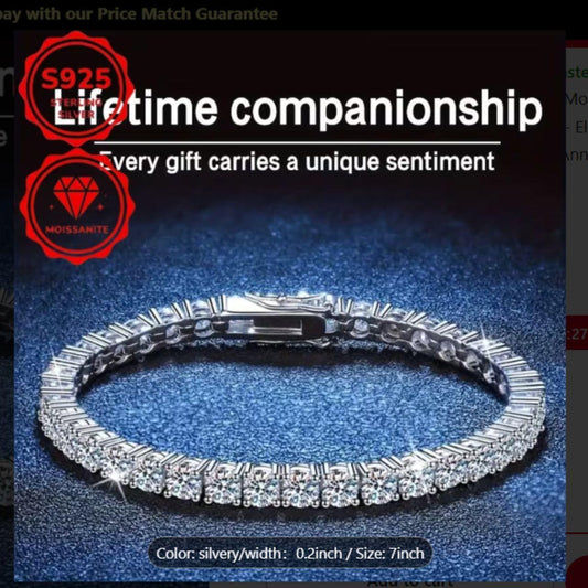925 Moissanite Bracelet New 7.9 inches