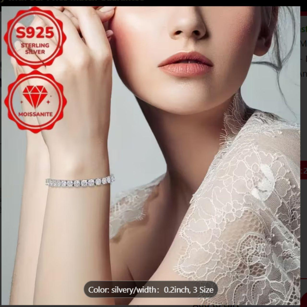 925 Moissanite Bracelet New 7.9 inches
