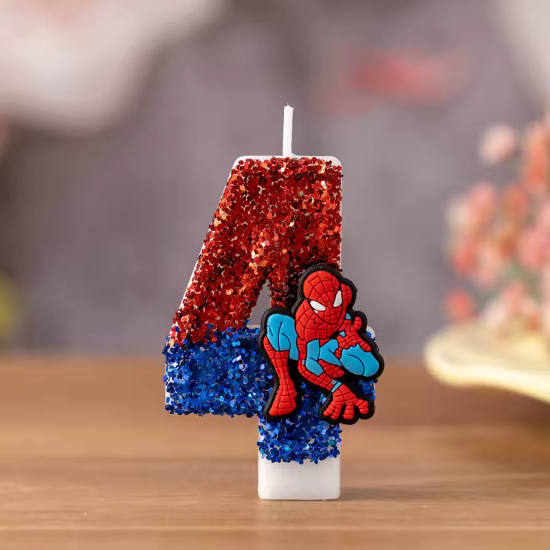 0-9 Superhero SpiderMan Fun Figure Candles Cute Cartoon Pattern Party for Birthday Candle Cake Decoration Children Party Gifts