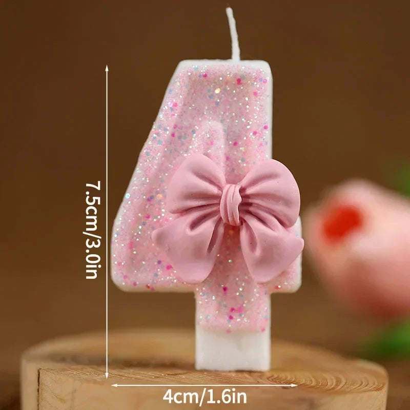 New Number Cake Candle Pink Glitter Birthday Candle 0 1 2 3 4 5 6 7 8 9 3D Number Candle Cake Topper Birthday Party Cake Decor