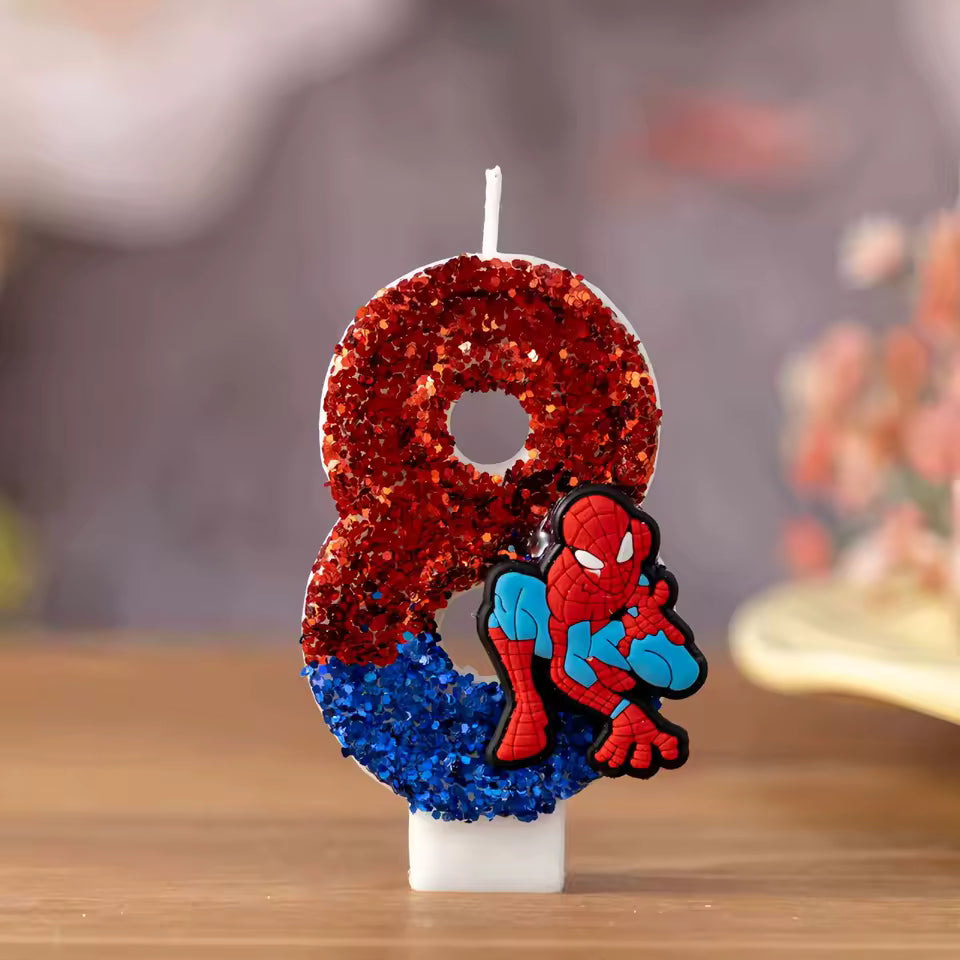 0-9 Superhero SpiderMan Fun Figure Candles Cute Cartoon Pattern Party for Birthday Candle Cake Decoration Children Party Gifts