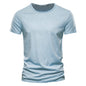 100% Cotton Men T-shirt Casual Soft Fitness Summer Thin T-shirts Men's Home Clothes O-Neck Short Sleeve Soild T Shirt for Men