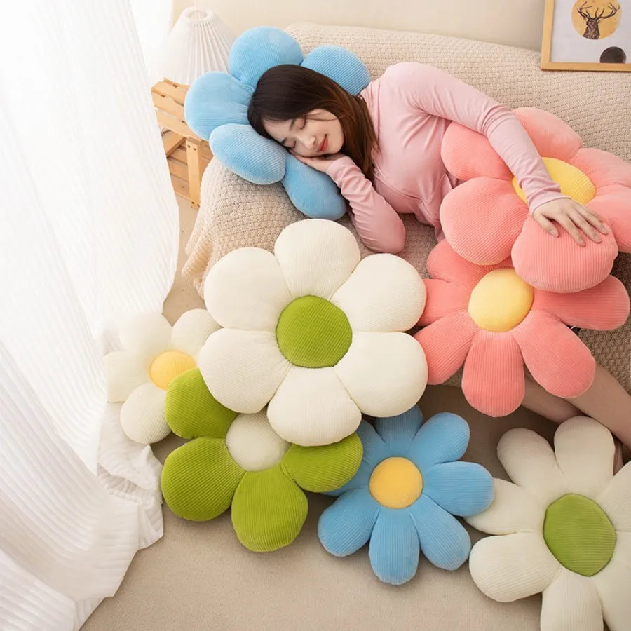 @Daisy Flower Plush Cushion Colorful Petal Throw Pillow Plush Toy Sofa Cushion Home Decoration Office Nap Headrest Pillow Gift