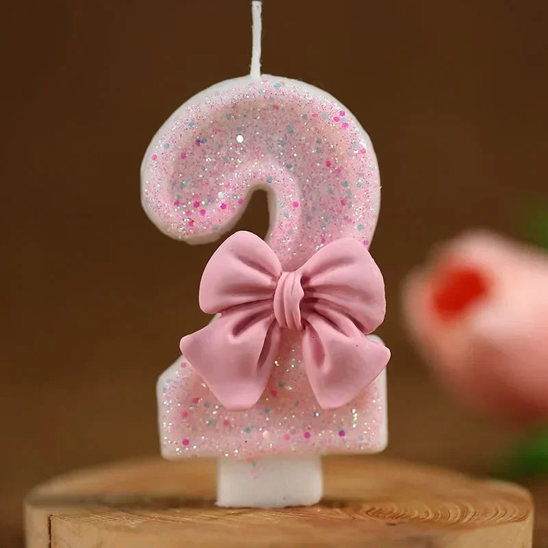 New Number Cake Candle Pink Glitter Birthday Candle 0 1 2 3 4 5 6 7 8 9 3D Number Candle Cake Topper Birthday Party Cake Decor