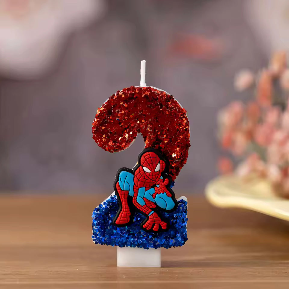 0-9 Superhero SpiderMan Fun Figure Candles Cute Cartoon Pattern Party for Birthday Candle Cake Decoration Children Party Gifts