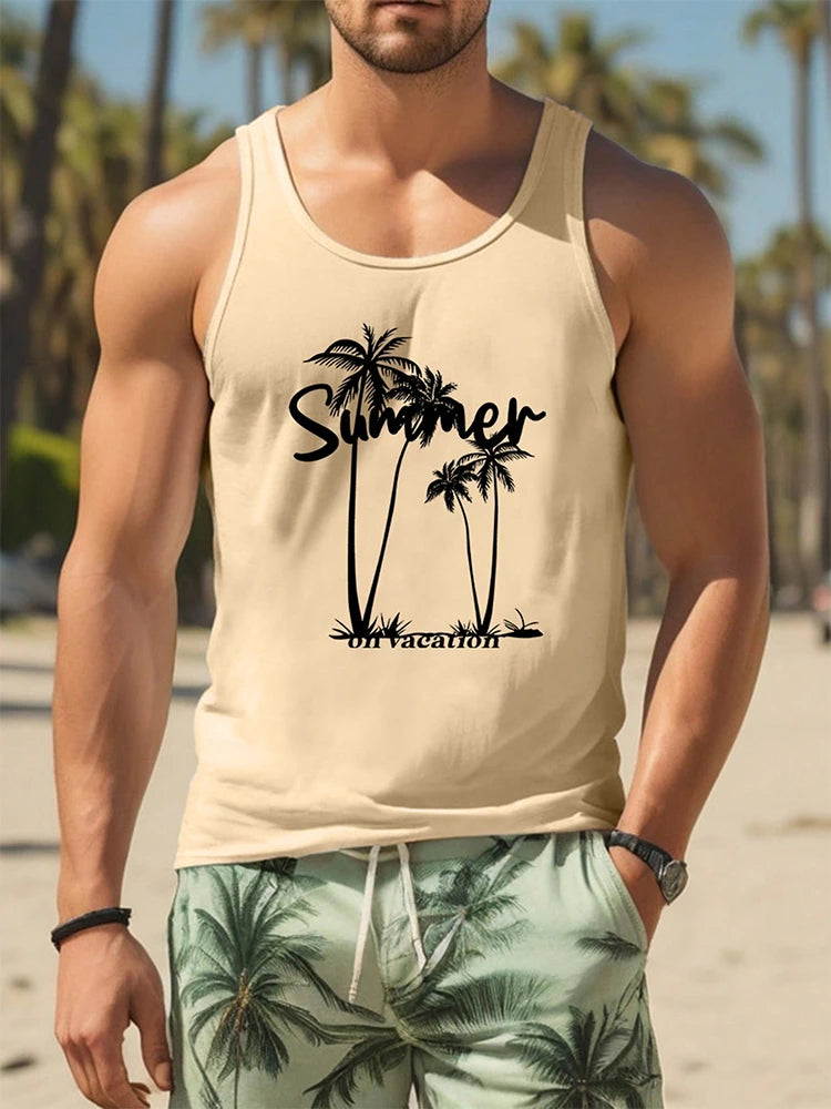 Summer New Casual 3D Printed Men's Sleeveless T-Shirt Hawaiian Style Men's Fashionable Round Neck Vest Outdoor Beach Men's Vest2
