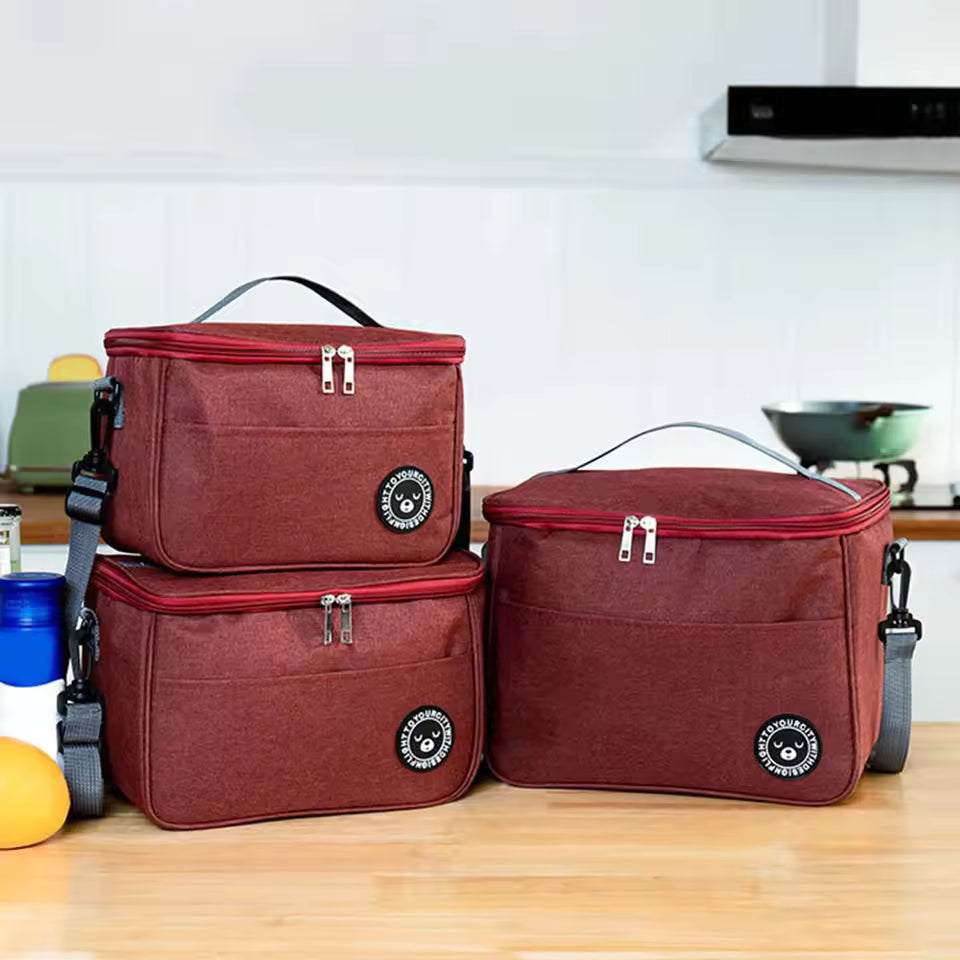 Insulated Lunch Bag Waterproof Large Capacity Thermal Food Container Adjustable Shoulder Strap Thickened Lunch Box for School