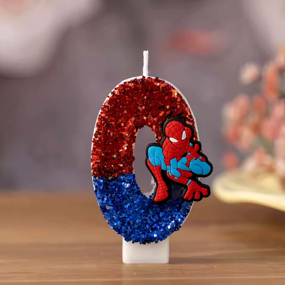 0-9 Superhero SpiderMan Fun Figure Candles Cute Cartoon Pattern Party for Birthday Candle Cake Decoration Children Party Gifts