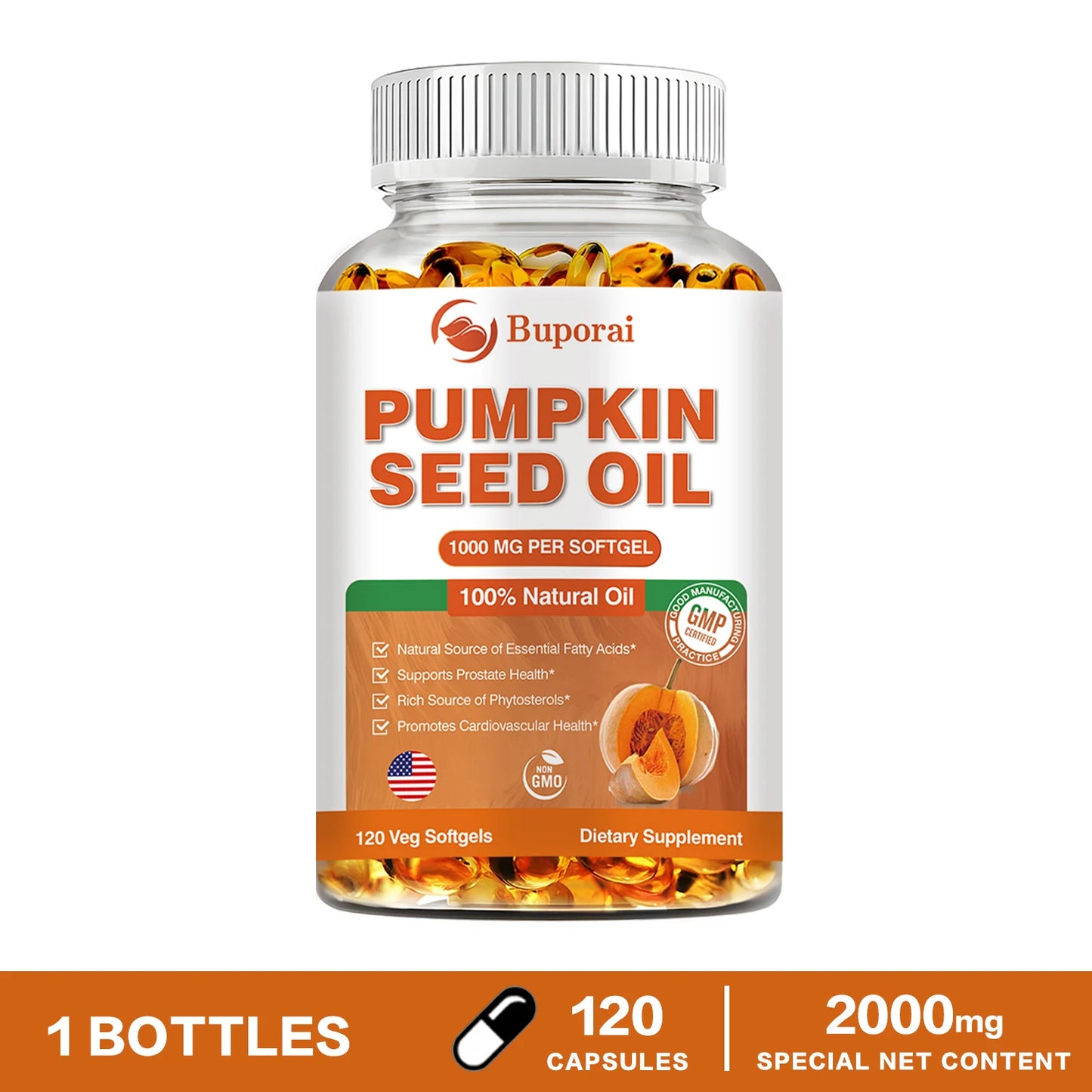Pumpkin Seed Oil - Promotes Hair Growth, Urinary Tract and Prostate Health, Cardiovascular Support
