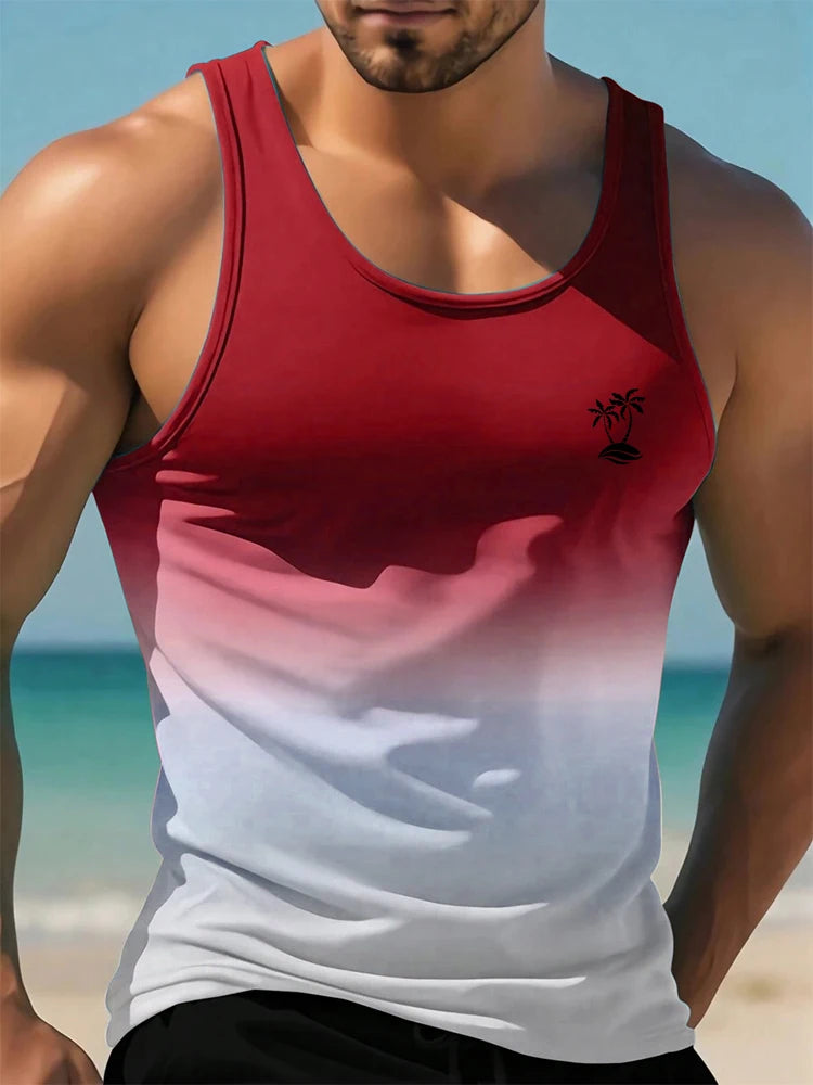 Summer New Casual 3D Printed Men's Sleeveless T-Shirt Hawaiian Style Men's Fashionable Round Neck Vest Outdoor Beach Men's Vest2