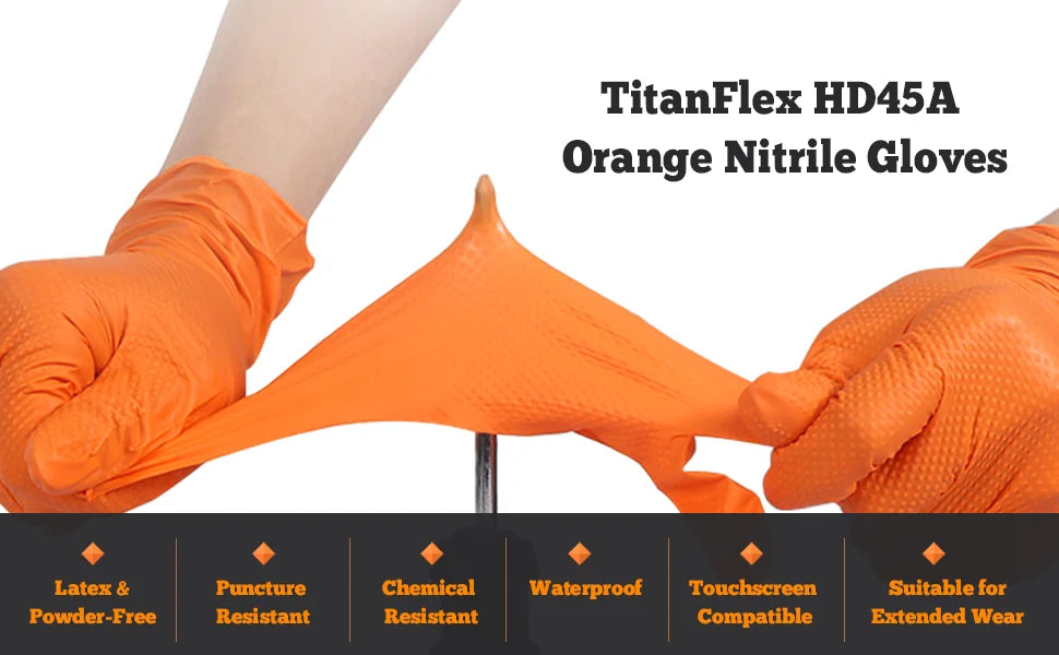 Heavy Duty Disposable Nitrile Gloves 8Mil Extra Thick Mechanic Glove with Textured Grip Antislip Safety Work Gloves