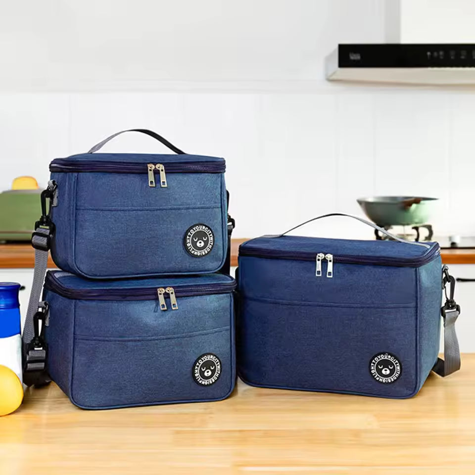 Insulated Lunch Bag Waterproof Large Capacity Thermal Food Container Adjustable Shoulder Strap Thickened Lunch Box for School