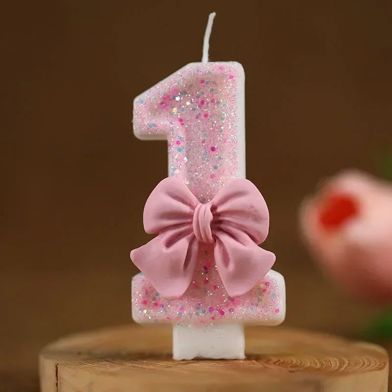 New Number Cake Candle Pink Glitter Birthday Candle 0 1 2 3 4 5 6 7 8 9 3D Number Candle Cake Topper Birthday Party Cake Decor