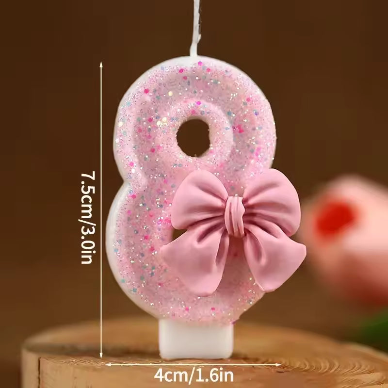 New Number Cake Candle Pink Glitter Birthday Candle 1 2 3 4 5 6 7 8 9 3D Number Candle Cake Topper Birthday Party Cake Decor