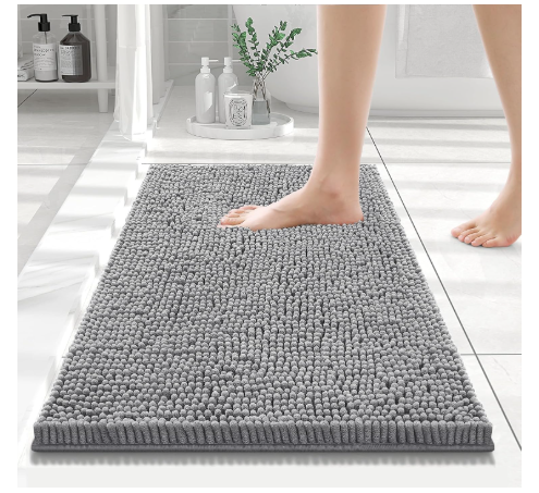 Chenille Bathroom Rug 24 x 16 - Gray