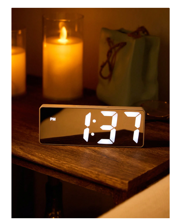 The 1pc LED Mirror Light Electronic Alarm Clock