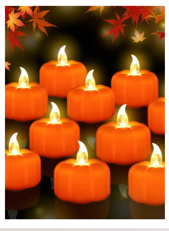 6 or 12 pc -Pumpkin Flameless LED Tea Light Candles (Battery Operated)