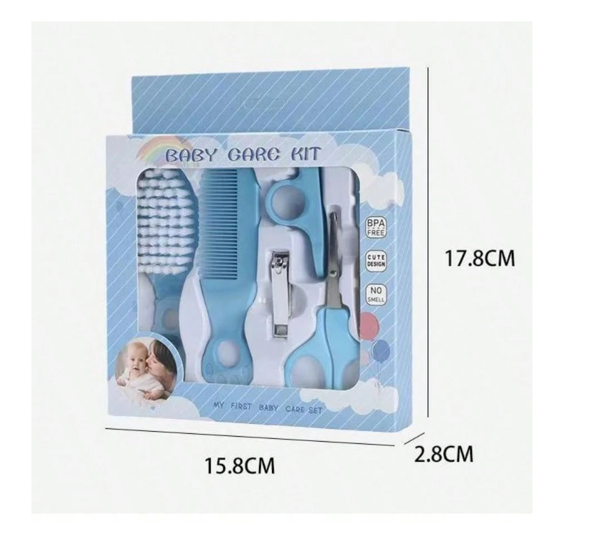 6pcs Baby Care Set, Cartoon Handle, Nail Clippers, Comb And Brush Set, Blue/Pink/Yellow, Gentle Hygiene Care Tools For Newborns