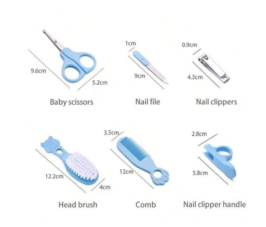 6pcs Baby Care Set, Cartoon Handle, Nail Clippers, Comb And Brush Set, Blue/Pink/Yellow, Gentle Hygiene Care Tools For Newborns