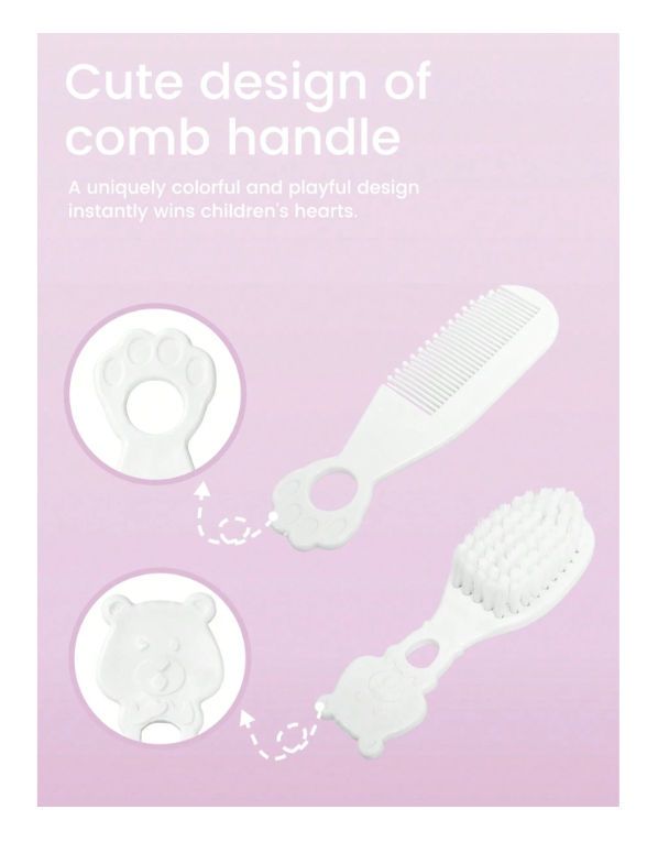 6pcs Baby Care Set, Cartoon Handle, Nail Clippers, Comb And Brush Set, Blue/Pink/Yellow, Gentle Hygiene Care Tools For Newborns