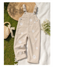 Baby Girls Sweet Floral Embroidered Overalls With Shoulder Straps And Cuffed Hems Casual Long Pants