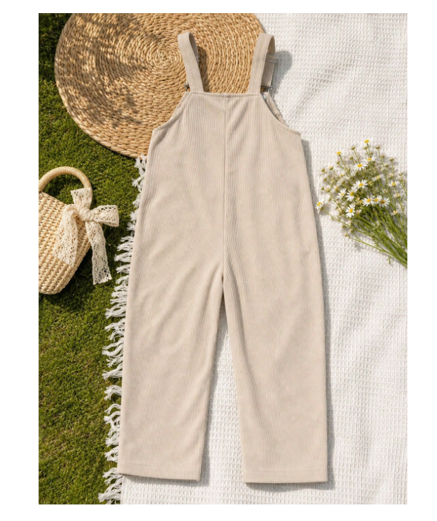 Baby Girls Sweet Floral Embroidered Overalls With Shoulder Straps And Cuffed Hems Casual Long Pants