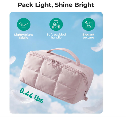 BAGSMART Flat-Open Makeup Bag, Travel Cosmetic Organizer Bag for Women | Opens flat to easy access, stays organized. Lightweight, water-resistant