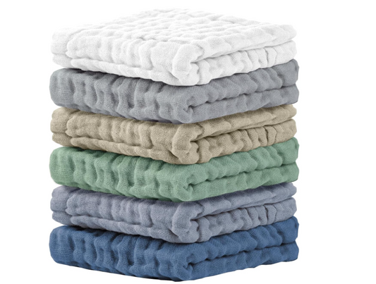 Cuddle Campus 6 Pack Muslin Baby Washcloths, Burp & Wash Cloths for Babies