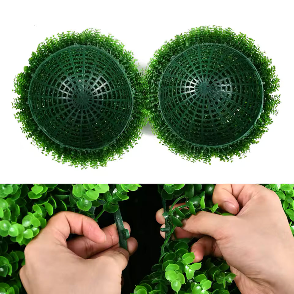 2 Pcs 11 Inch Artificial Plant Topiary Ball 4 Layers Garden Spheres Boxwood Balls Artificial Topiaries Spheres Decorative Plants for Backyard, Balcony, Garden, Indoor Outdoor Decor(Green)