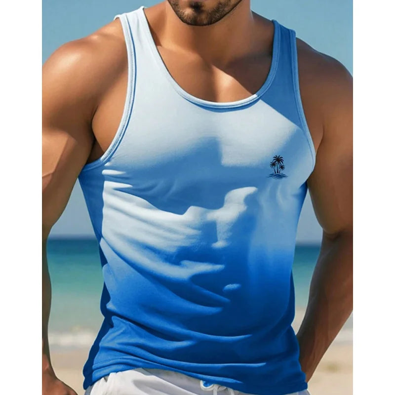 Summer New Casual 3D Printed Men's Sleeveless T-Shirt Hawaiian Style Men's Fashionable Round Neck Vest Outdoor Beach Men's Vest2