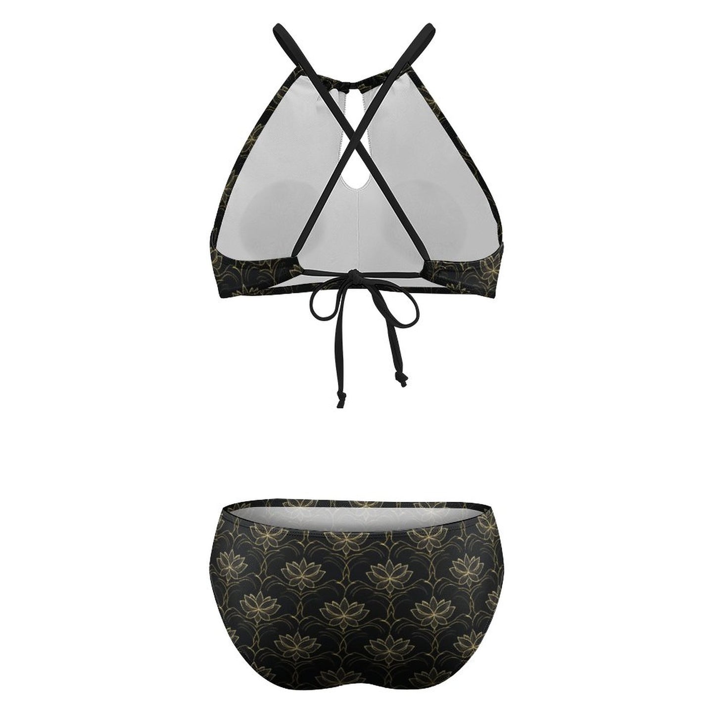 Women's Two piece Swimsuit with High Neck Halter Top