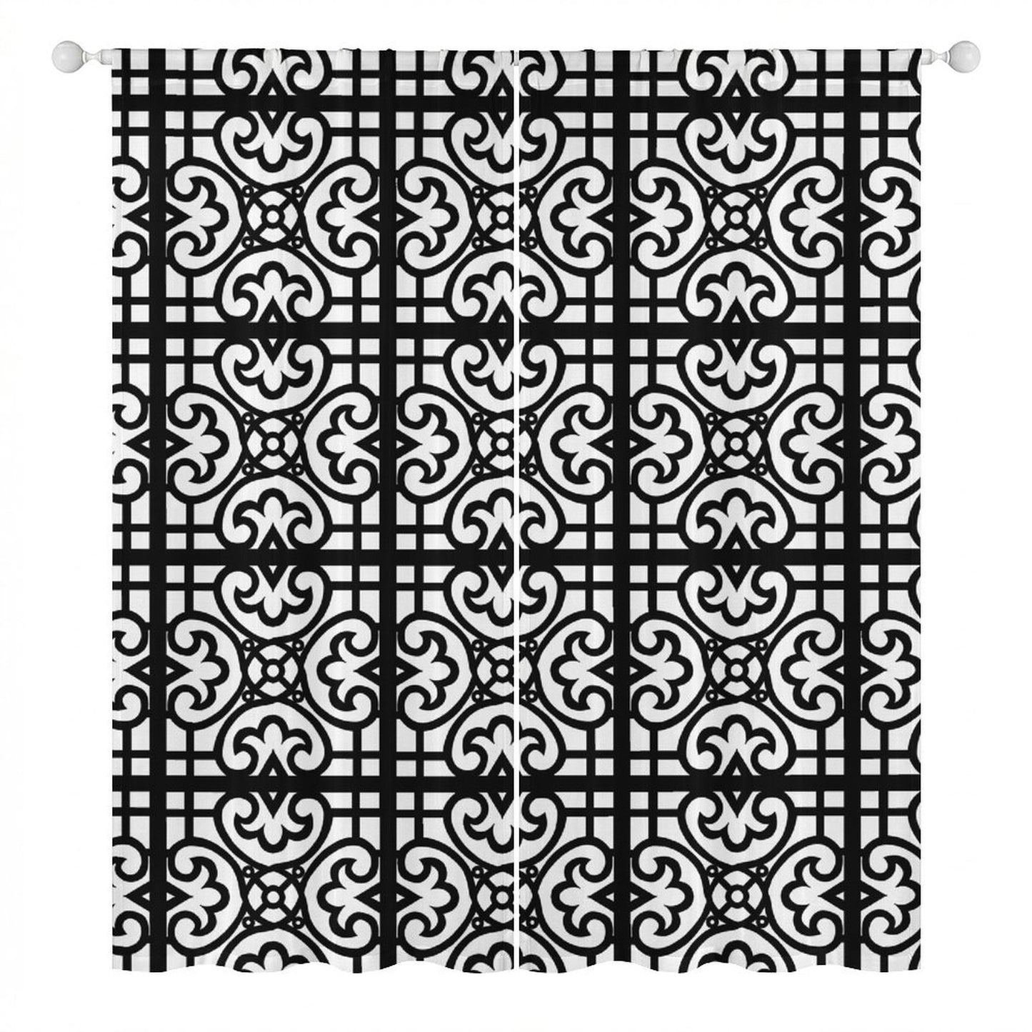 Sheer Curtain Black and White