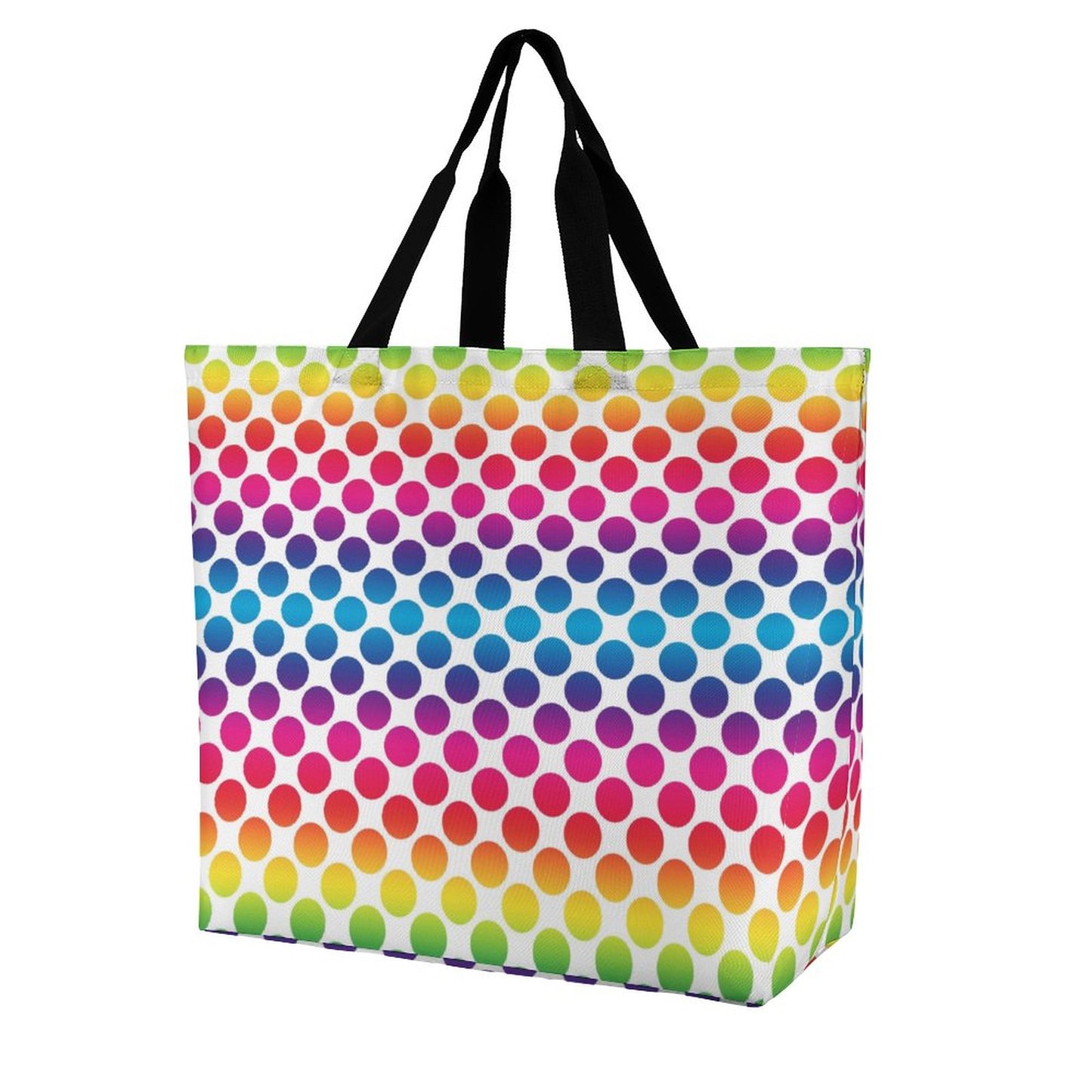 Large One Shoulder Shopping Bag Rainbow Dots