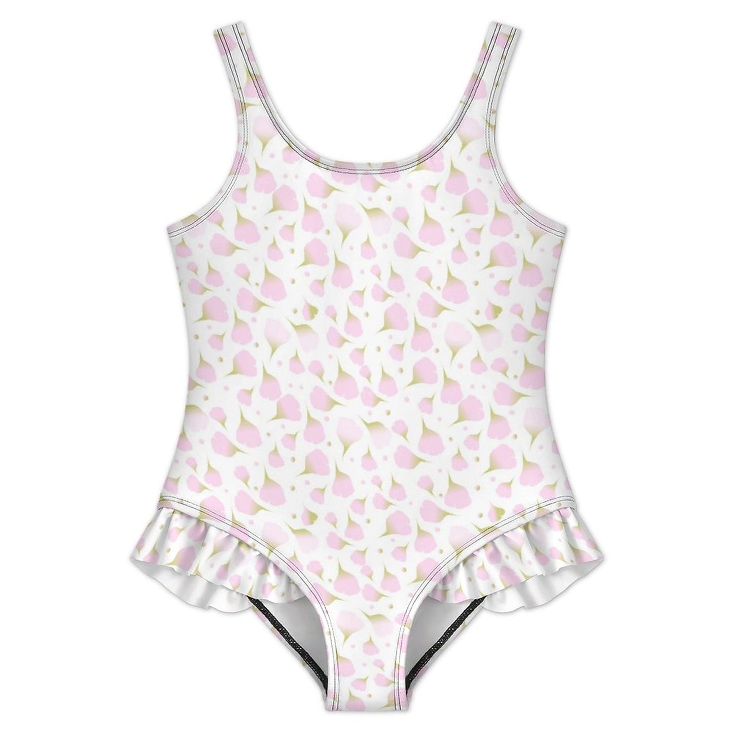 Girls Ruffle Trim One Piece Swimwear