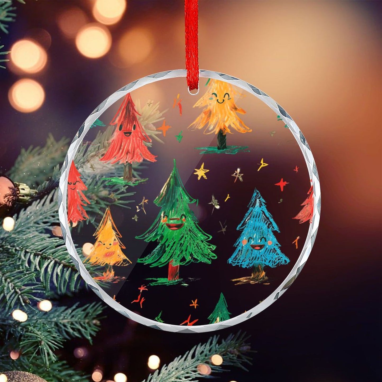 Glass Circular Ornament Pendant