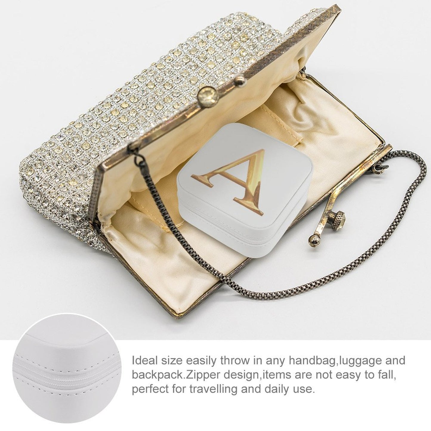 PU Portable Travel Jewellery Box - Letter A