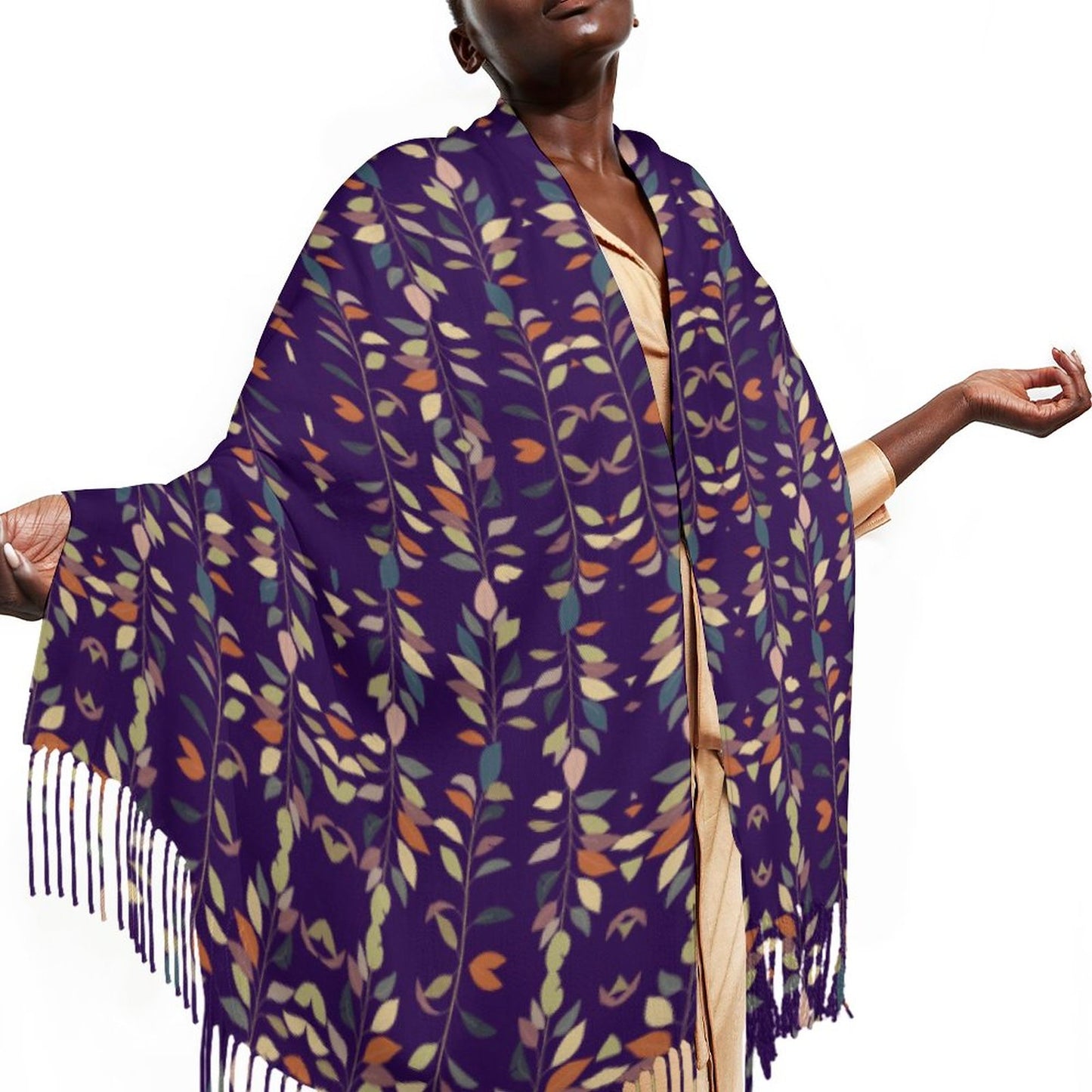 Cashmere-like Tassel Scarf Blue