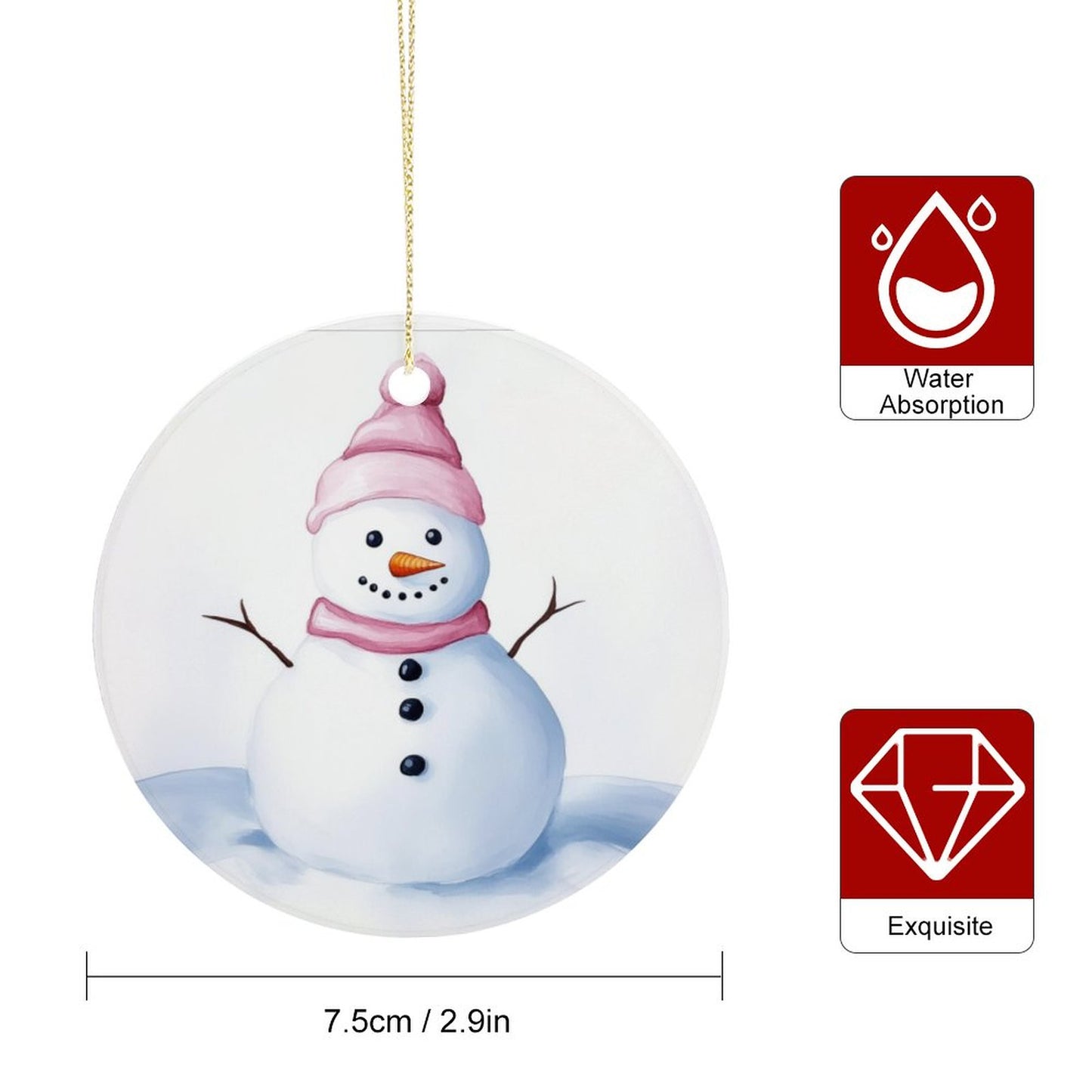 Round Ceramic Christmas Decorations (Matte Surface)