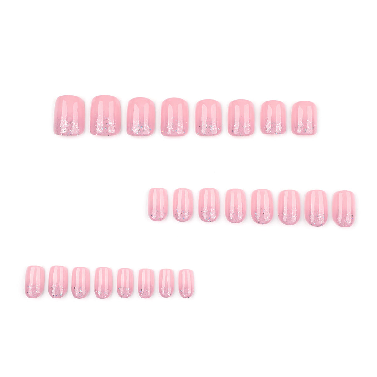 Reverse French gold glitter gradual change simple short square press-on nails – Image 2