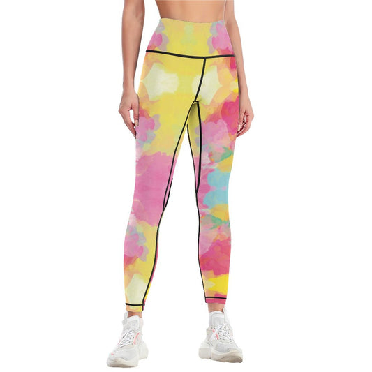 Women Workout Yoga Pants with Lines YJ033 (All-Over Printing)