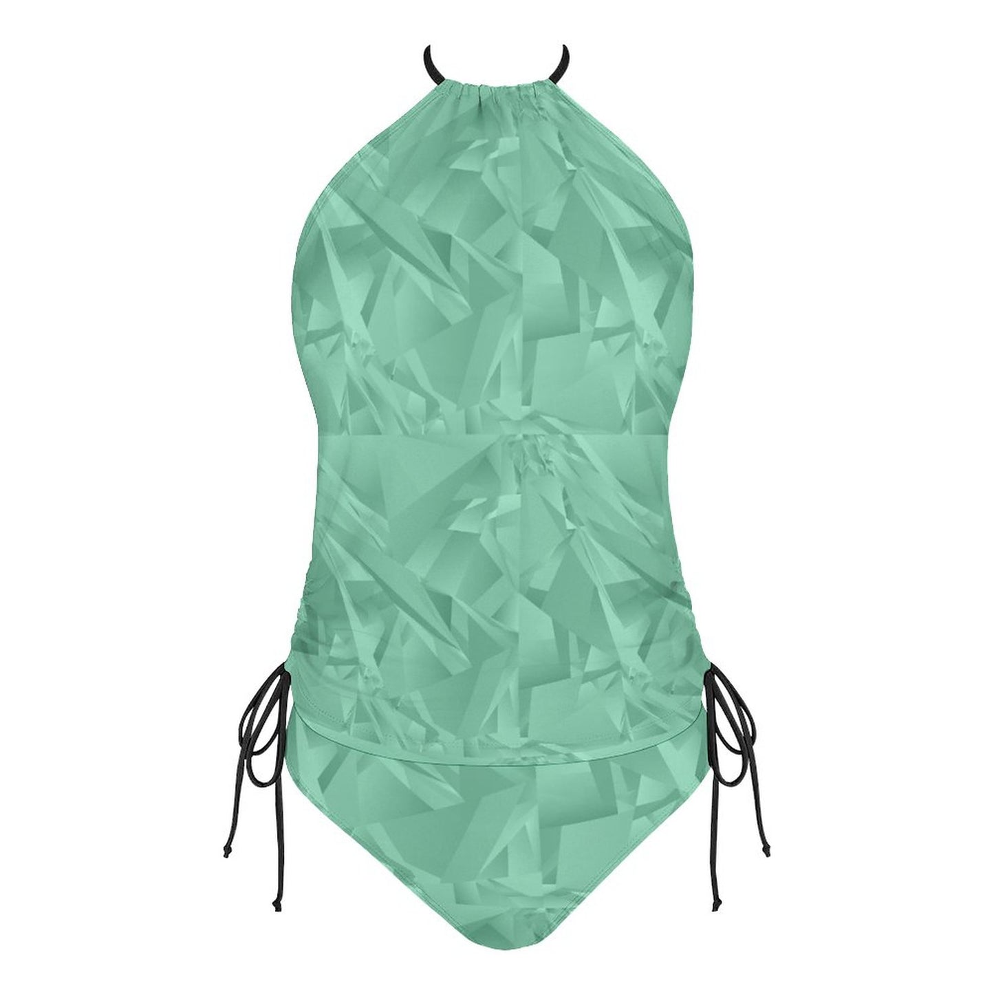 2-Piece Women's Tankini Set with High Neck Halter Top Teal