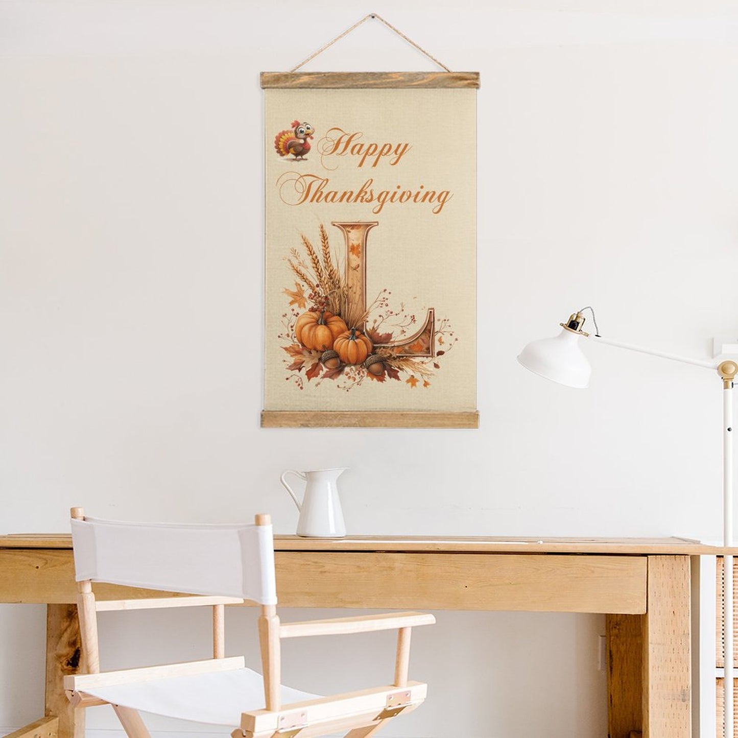 Framed Flax Painting Wall Decor - Letter L