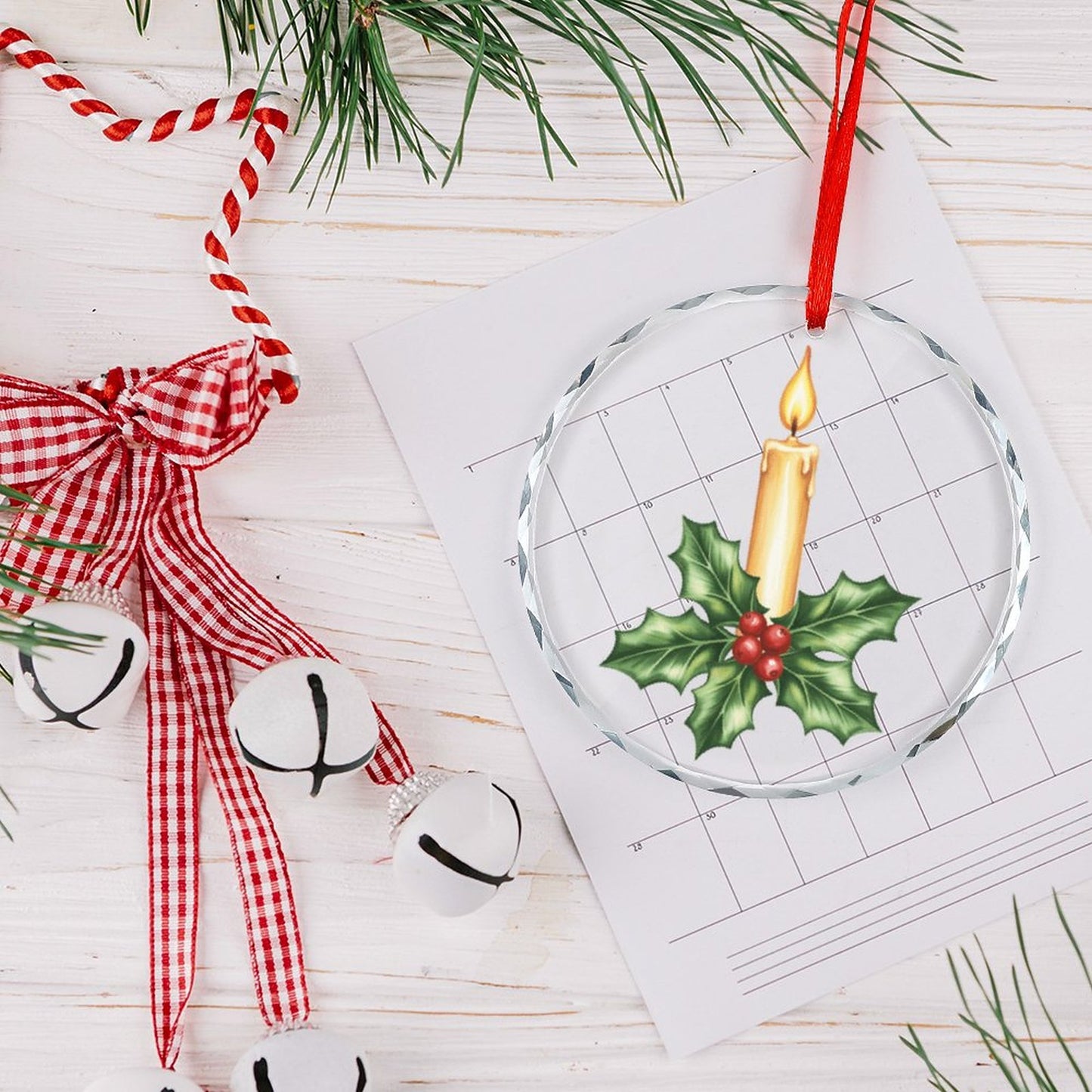 Glass Circular Ornament Pendant - candle