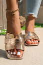 Gold Crocodile Pattern Roman Style Flat Slippers