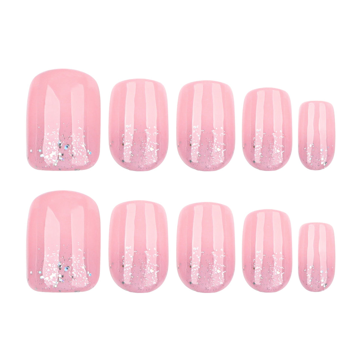 Reverse French gold glitter gradual change simple short square press-on nails – Image 5