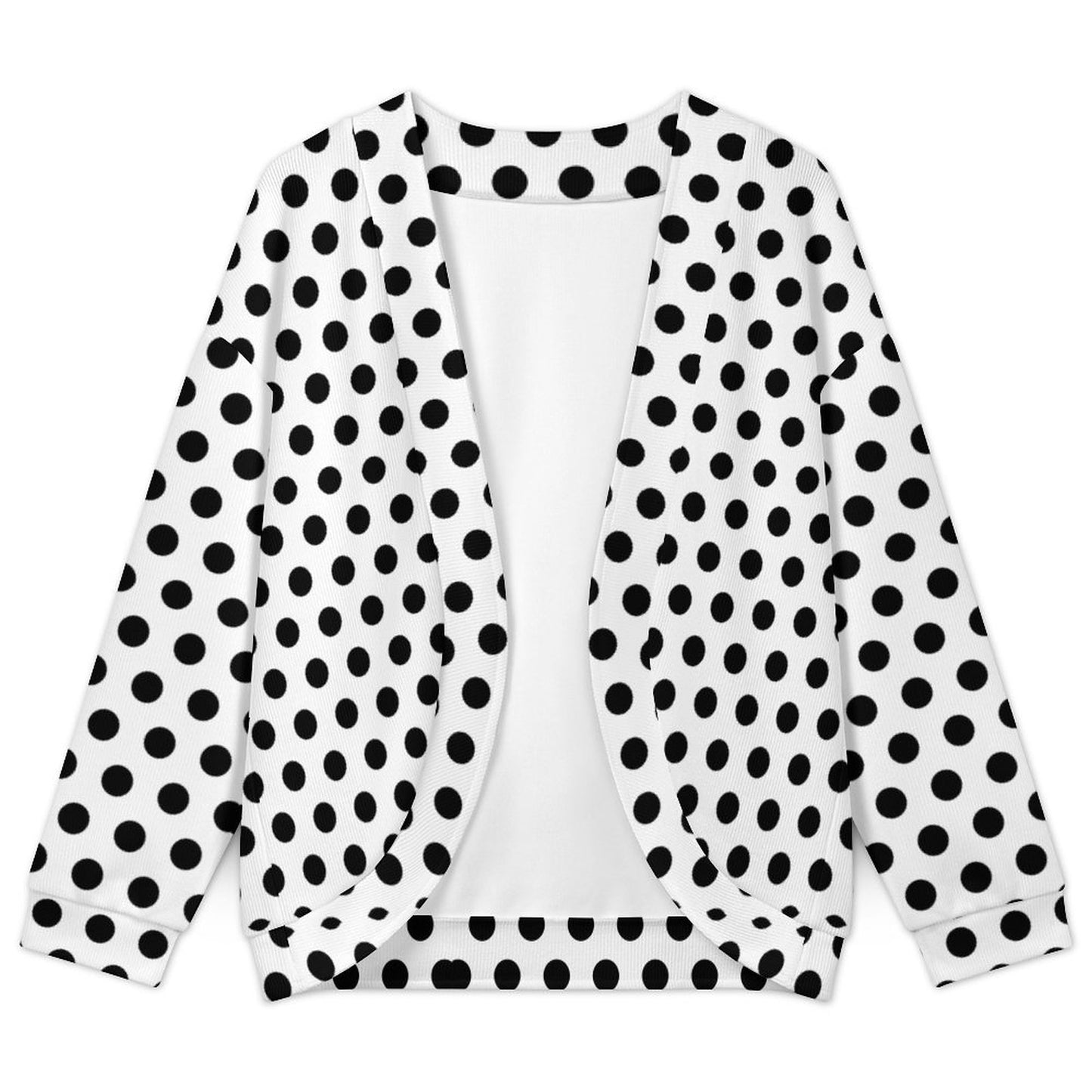 Women's Drop Shoulder Cardigan Black Polka Dots