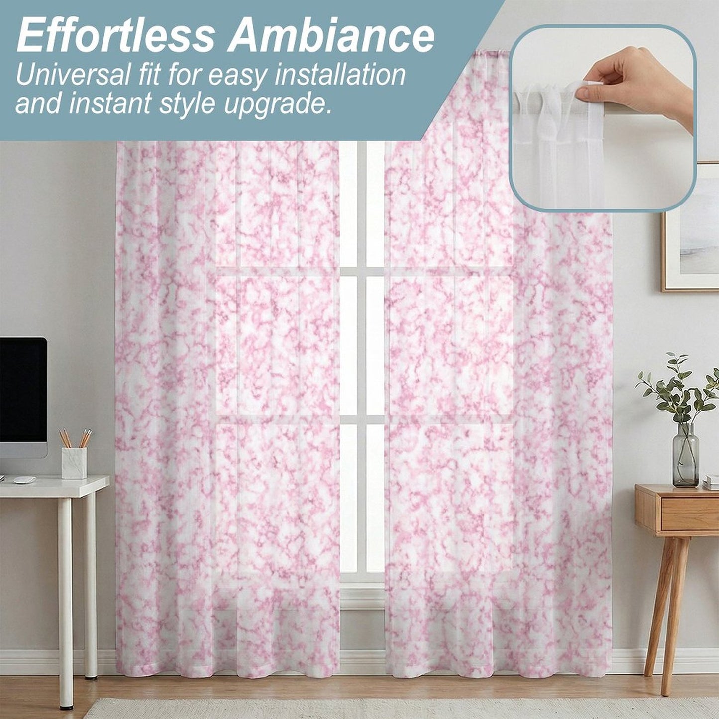 Sheer Curtain Pink and White